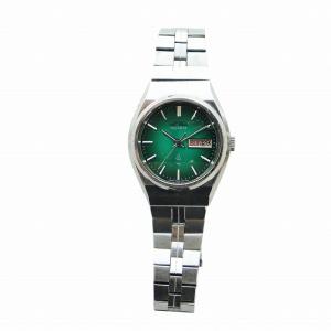 SEIKO ジャンク品 腕時計 ウォッチ クォーツ カレンダー付き デイト 緑文字盤 カットガラス シルバー色 2623-0010