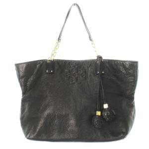 ハンドバッグ トートバッグ レザー 本革 ダブルTロゴ 型押し タッセル 黒 ブラック /CK9 GY18