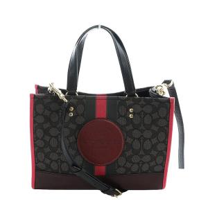 デンプシー トートバッグ ショルダー 2WAY レザー キャンバス シグネチャー ロゴ グレー ピンク