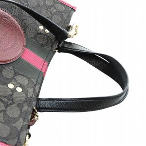 COACH デンプシー トートバッグ ショルダー 2WAY レザー キャンバス シグネチャー ロゴ グレー ピンク