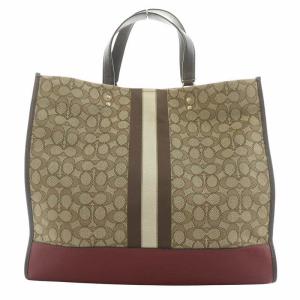 COACH ジャガード ぺブルレザー シグネチャー デンプシー ラージ トートバッグ ハンドバッグ ロゴ 茶 ブラウン