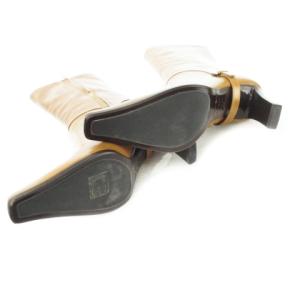 Sergio Rossi ハーフブーツ ロングブーツ レザー 革 スクエアトゥ ベルト ロゴ 38 24.5cm 茶 ブラウン 7013