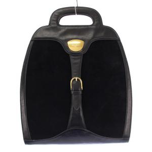 オールドグッチ ヴィンテージ ハンドバッグ スエード レザー 切替 ベルトデザイン ロゴ ゴールド金具