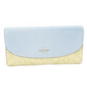 長財布 ロングウォレット 二つ折り 小銭入れあり PVC レザー 配色 バイカラー シグネチャー ロゴ