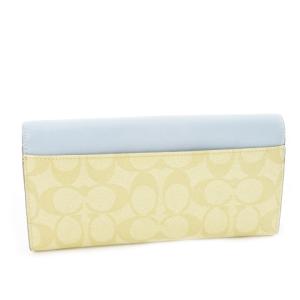 COACH 長財布 ロングウォレット 二つ折り 小銭入れあり PVC レザー 配色 バイカラー シグネチャー ロゴ