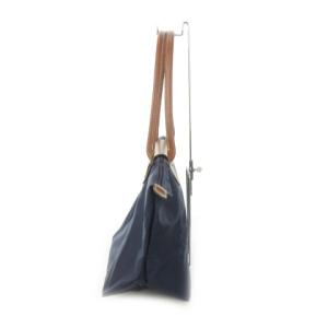 Longchamp トートバッグ ルプリアージュ ナイロン レザーハンドル ロゴ 紺 ネイビー 茶 ブラウン /AH7 GY18