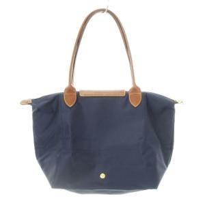 Longchamp トートバッグ ルプリアージュ ナイロン レザーハンドル ロゴ 紺 ネイビー 茶 ブラウン /AH7 GY18