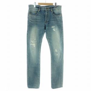 デニム ジーンズ ジーパン Gパン ダメージ加工 テーパード ボタンフライ 5P 29 青 ブルー インディゴブルー