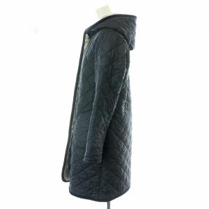 LAVENHAM キルティングコート ロング アウター ボア フード フーディー イギリス製 38 L 紺 ネイビー LAV-AT14-1