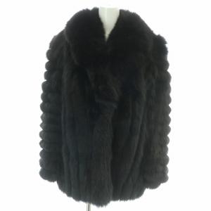 銀サガ ファーコート フォックス 11号 ブラック