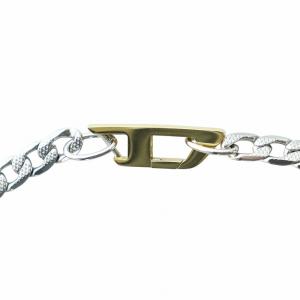 DIESEL コレクションD ネックレス アクセサリー 喜平チェーン Dロゴ ステンレス 箱付き シルバー色 GY18