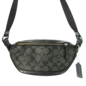 ウエストバッグ PVC 切替 レザー 革 シグネチャー 黒 ブラック F84711 /CK7 GY18