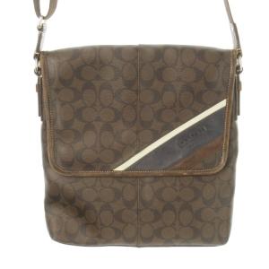 ショルダーバッグ レザー PVC シグネチャー 型押しロゴ 茶 ブラウン 70333 /MN6