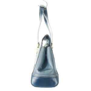 COACH ハンドバッグ レザー 革 切替 シグネチャー 型押し 青 ブルー 11609 /CK10 GY18