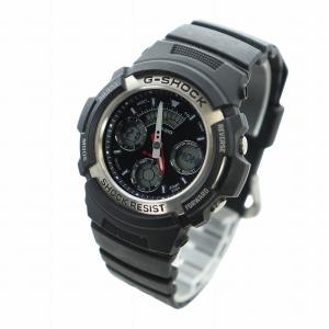 CASIO G-SHOCK 腕時計 ウォッチ クォーツ ロゴ クロノグラフ 黒文字盤 カレンダー付き アナデジ 箱付き 黒 ブラック