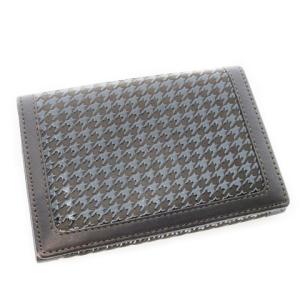 カードケース 名刺入れ 二つ折り レザー ディアスキン 鹿革 漆 千鳥格子 茶 ブラウン /CK3 GY18
