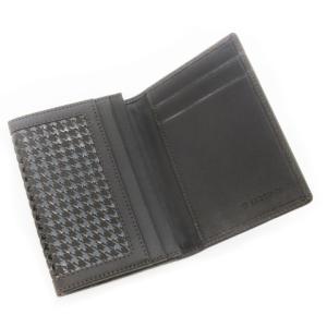 INDEN‐YA カードケース 名刺入れ 二つ折り レザー ディアスキン 鹿革 漆 千鳥格子 茶 ブラウン /CK3 GY18