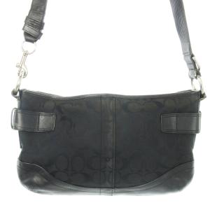 COACH ショルダーバッグ 2way ハンドバッグ キャンバス ジャカード レザー 革 ベルト シグネチャー 黒
