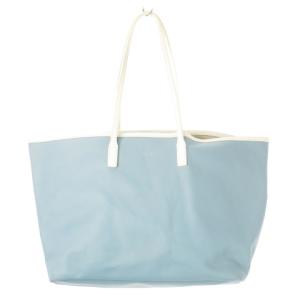 トートバッグ ハンドバッグ PVC 切替 レザー ポーチ付き バイカラー 配色 ロゴ 青 ブルー /CK13