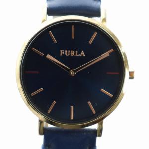 腕時計 ウォッチ クォーツ ラウンド 紺文字盤 ロゴ レザーベルト 紺 ネイビー ゴールド色 4251108528-76345