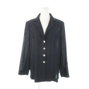 テーラードジャケット サマー ウール シルク混 絹 リネン混 麻 大きいサイズ 13 紺 ネイビー /AH19