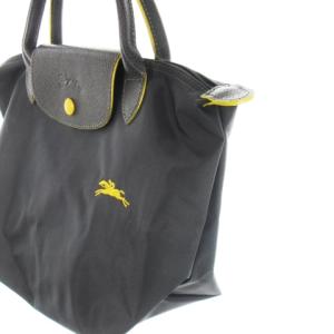 Longchamp ル プリアージュ ハンドバッグ トートバッグ ナイロン 切替 レザー 革 ロゴ刺繍 配色 緑 グリーン
