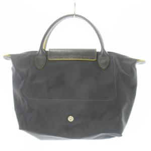 Longchamp ル プリアージュ ハンドバッグ トートバッグ ナイロン 切替 レザー 革 ロゴ刺繍 配色 緑 グリーン