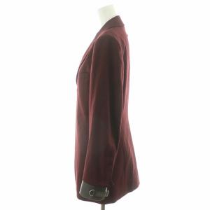 Jean Paul GAULTIER FEMME テーラードジャケット ウール ジップアップ ノーベント 袖レザー 切替 40 ワインレッド /MP GY18