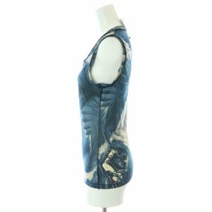Jean Paul GAULTIER MAILLE FEMME タンクトップ カットソー シアー 総柄 イタリア製 M ブルー