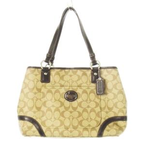 ハンドバッグ PVC レザー 革 ロゴ シグネチャー ベージュ 茶 ブラウン F18928 /CK12