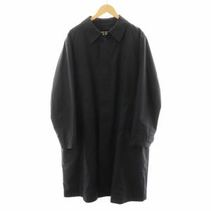 ノバチェック ステンカラーコート ロング丈 ライナー付き アウター LL 黒 ブラック BJB71-780-09