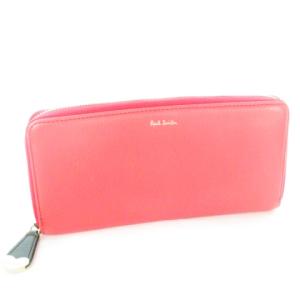 長財布 ロングウォレット 小銭入れあり ラウンドファスナー レザー 本革 ロゴ バイカラー ピンク /CK22