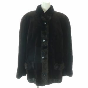 銀サガ ファーコート ミドル ハーフ アウター シェアードミンクファー 毛皮 総裏地 F ダークブラウン