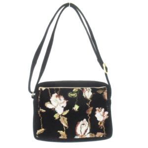 ローザソアーヴェ ショルダーバッグ シュニール織り パイル ロゴ 花柄 ラメ 黒 ブラック /CK18