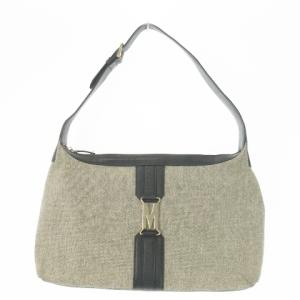 ハンドバッグ ワンハンドル キャンバス 切替 レザー 革 ロゴ グレー /AO7 GY18