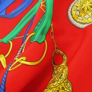 CELINE スカーフ シルク 絹 大判 タッセル柄 赤 レッド 黒 ブラック /CK23 GY18