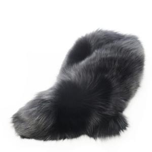 銀サガ ファーティペット ファーマフラー 襟巻き 和装 フォックス 毛皮 黒 ブラック /CK5 GY18