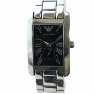 腕時計 ウォッチ クォーツ スモセコ スクエア 黒文字盤 ロゴ シルバー色 AR-0156 GY18 /MQ