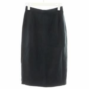 タイトスカート ひざ丈 麻 リネン 36 黒 ブラック /AN47 GY18 MT