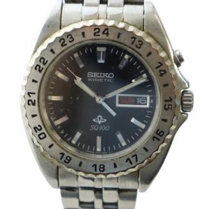 キネティック KINETIC 腕時計 ウォッチ 自動巻き 黒文字盤 デイト カレンダー付き ロゴ シルバー色