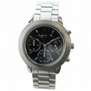 腕時計 ウォッチ クォーツ クロノグラフ 黒文字盤 ロゴ シルバー色 V654-6100 GY11 /MQ