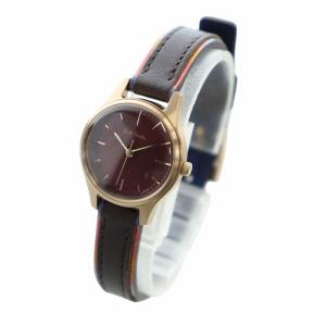 PAUL SMITH 腕時計 ウォッチ クォーツ 赤文字盤 ロゴ レザーベルト 箱付き ゴールド色 茶 ブラウン 1032-T025676