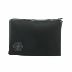 セカンドバッグ クラッチ ナイロンキャンバス レザー ロゴ 黒 ブラック GY11 /MQ