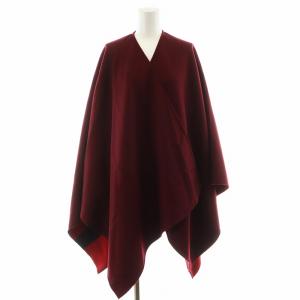 ウールケープ ポンチョ チェック柄 140cm×140cm レッド 3983653