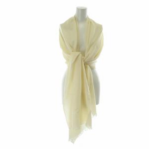 大判ストール ショール 絹混 シルク混 GG柄 フリンジ ロゴ アイボリー 165903 GY18 /MQ