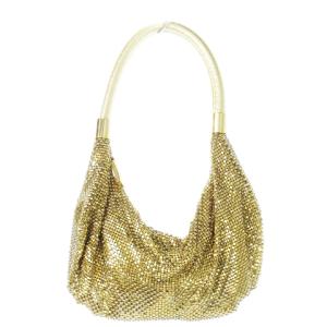 GIORGIO ARMANI パーティバッグ ハンドバッグ メタルメッシュ ラインストーン レザー ゴールドカラー /CK14 GY11