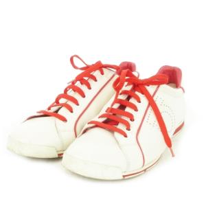 Salvatore Ferragamo レザースニーカー 本革 レースアップ ローカット パンチング ガンチーニ ロゴ 配色 7 24cm 白