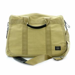 吉田カバン 2wayブリーフケース ビジネスバッグ ナイロンレザー 革 ロゴ ショルダーストラップ付 ベージュ