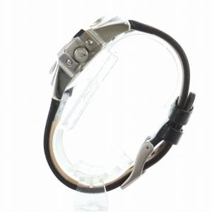 DIESEL 腕時計 ウォッチ クォーツ カレンダー付き グレー文字盤 ロゴ ラウンド レザーベルト シルバー色 茶