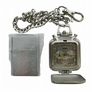 クロノ懐中特別セット オイルライター 懐中時計 クォーツ クロノグラフ スクエア 不動品 火花確認済 喫煙グッズ